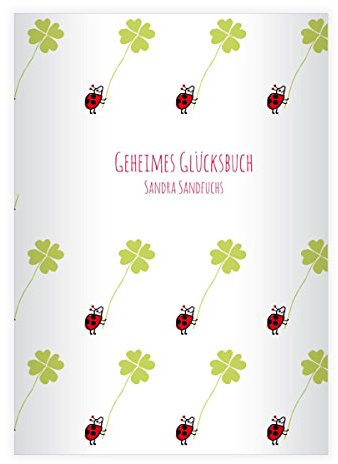 Kartenkaufrausch 8 personalisierte, Süße Marienkäfer DIN A4 Schulhefte, Rechenhefte mit Glücks Klee auf weiß Lineatur 26 (Kariertes Heft)