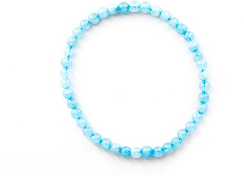 Taddart Minerals – Blaues Armband aus dem natürlichen Edelstein Aquamarin mit 4 mm Kugeln auf elastischem Nylonfaden aufgezogen - handgefertigt
