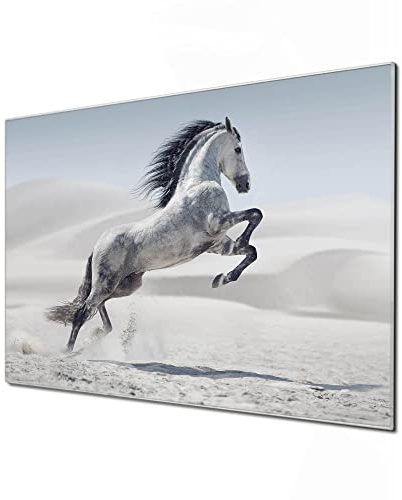 Banjado Glas Magnettafel 60x40cm - Magnetwand und Memoboard für Küche, Büro, Kinderzimmer - Magnetpinnwand inkl. 4 Magnete & Montageset - Wildes Pferd