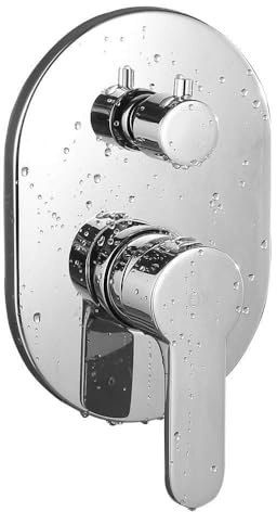 Grifo monomando de ducha para empotrar VAL. Fabricado en latón, acabado redondo en cromo brillo. Salida de 2 vías: Rociador superior y ducha de mano