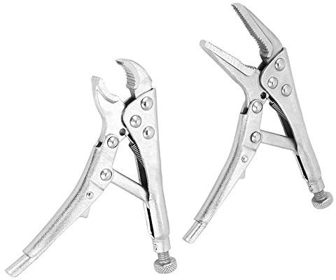 2 Stücke Boden Mund Gerade Backenverschluss Schraubstock Grip Clamp Sicherungszange Set Handwerkzeuge zum Greifen Verdrehen Halten Kleine Komponenten