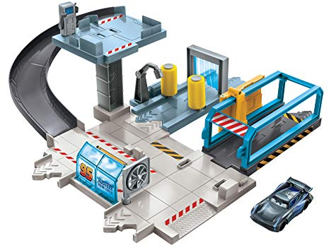 Disney Pixar Cars GJW43 - Rust-Eze Tuning-Center mit Jackson Storm-Fahrzeug und Spielbereichen