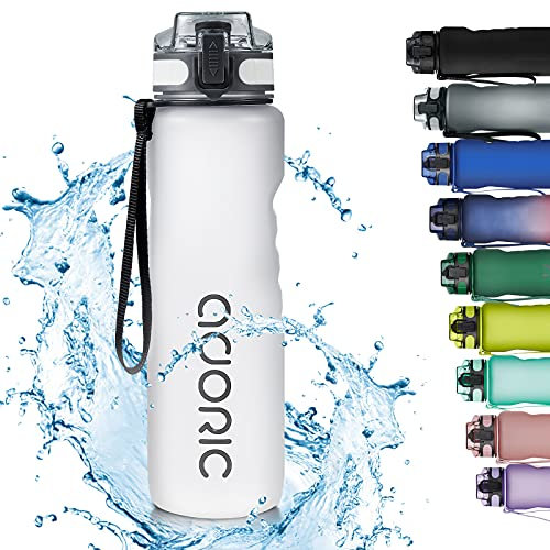 Adoric Sport Trinkflasche, [BPA Frei Tritan] 1000ML Auslaufsicher Kunststoff Wasserflasche Sport, Sportflasche Fahrrad für Camping Freien, Outdoor, Yoga, Gym