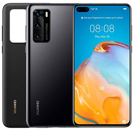 HUAWEI P40 128 GB 6.1 Inch Smartphone Bundle with PU Case, Kirin 990 5G, 50 MP Ultra Vision Leica Triple Camera, 8 GB RAM, 22.5W SuperCharge, SIM-Free Android Mobile Phone, Dual SIM, Black