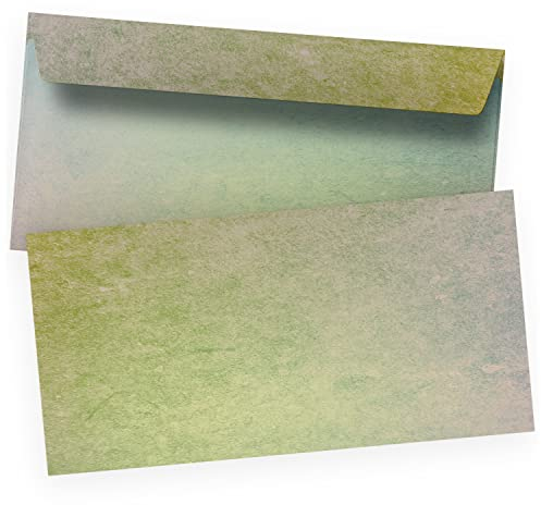 50 Briefumschläge Design Motiv REGENBOGEN Struktur bunt DIN LANG ohne Fenster edel selbstklebend