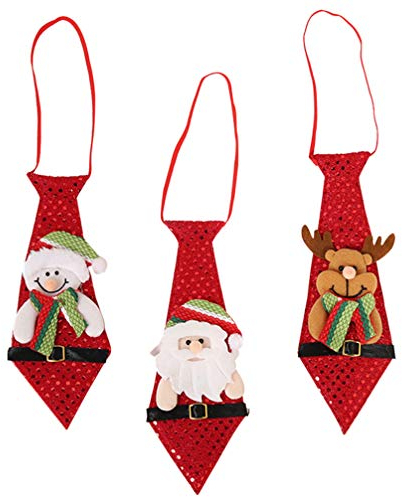 SOIMISS 3Pcs Weihnachtskrawatten Lustige Pailletten Santa Schneemann Hirsch Krawatten Neuheit Weihnachten Hängenden Ornamente für Weihnachtsferien Kostümzubehör