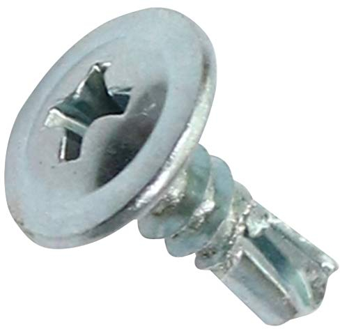 AERZETIX - C44674 - Satz von 100 Blechschrauben selbstbohrenden Ø4.2x13mm mit große linsenkopf - mit PH kreuzschlitz - aus verzinktem stahl - befestigung blech metallisch dachrinnen - farbe silber