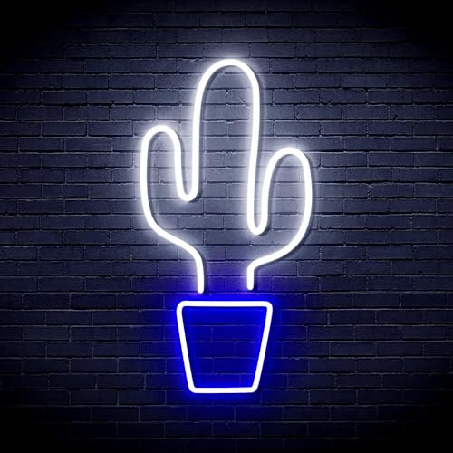 Mexico Cactus Cowboy Flex Silicone LED Neon Sign White & Blue st16s32-fnu0035-wb