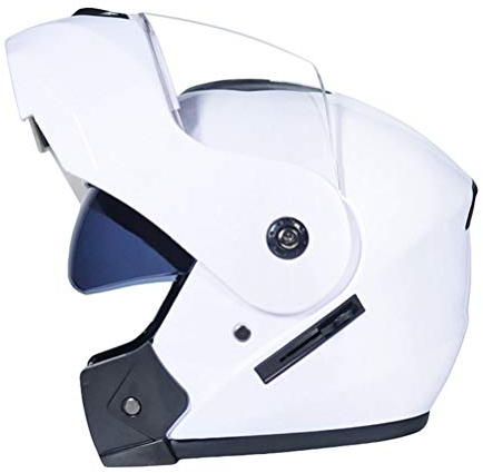N/A Retro Motorradhelm Doppelvisier Integralhelm Mofahelme Klapphelm mit Sonnenblende für Damen und Herren - Weiß | Transparent, M