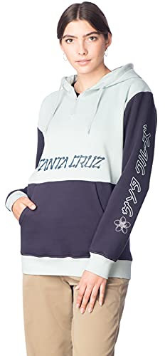 Santa Cruz Damen Kapuzenpullover Lucky Cat Midweight Boyfriend Hoody, Salbeigrün / Marineblau, Large