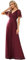 Ever-Pretty Women's Evening Dress V-Neck Long Shimmer Flutter Sleeve Pleated for Bridesmaid Burgundy 14