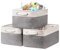 Newthinking 3 Pcs Large Storage Boxes, Fabric Storage Baskets with Handles, Foldable Home Organizer for Living Room, Laundry Room, Kids Room and Bedroom (White and Gray)