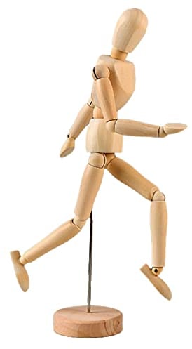 XUBX Maniquí de Madera 33 cm, Cuerpo Humano Figura Articulada para Dibujo, Muñeco Madera Articulaciones Flexibles Artista con soporte, Maniquí de Humanos, Modelo articulado para Dibujo y Pintura