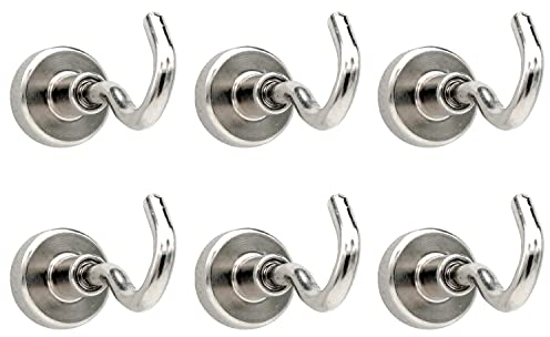 ZFYQ Gancio Magnetico, 16MM 9KG 20lbs Potente Magnete al Neodimio Supporto a Gancio per gli Accessori di Cucina Casa Portaoggetti e Organizzazione, 6 Pezzi