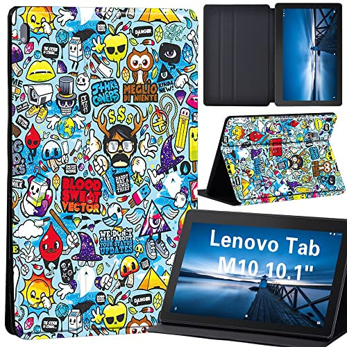 Design Case for Lenovo Tab M10 TB-X605F/ TB-X605L/ TB-X505F/ TB-X505L - Leather Tri-Fold Stand Cover Case for Lenovo Tab M10 10.1-Inch Tablet, (mixed cartoon)