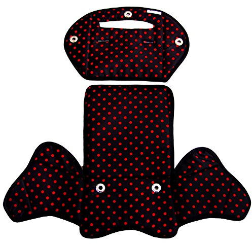 Ersatzbezug Sitzkissen Bezug [Auflage für Kinder Fahrradsitz] kompatibel mit Römer Jockey MOD 4 (schwarz rot Punkte)