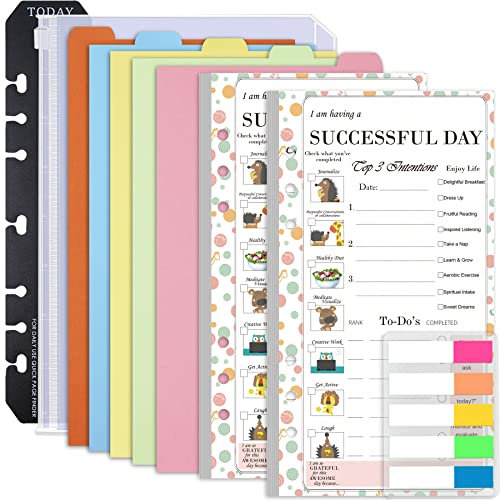 Rancco A6 Tagesplaner To-Do-Liste Nachfüllpack Erfolgreiche Tagesnotizblock-Nachfüllungen, 90 Blatt 6-Loch-Nachfüllpapier, Tagesaufgabenplaner-Einsatz für Filofax, Tagebuch, undatiert, 17.2x9.4 cm cm