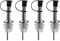 Westmark 4 Spirituosen-/Öl-Ausgießer für Flaschen, mit Schlaufenkäppchen, mit Luftröhrchen, Metall/rostfreier Edelstahl, Silikonkorken, Inox Standard, Silber, 453322E3