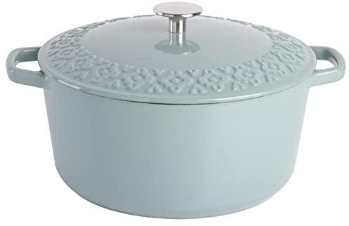 Spice by Tia Mowry Salato zafferano 6Qt forno olandese in ghisa con coperchio in rilievo - menta