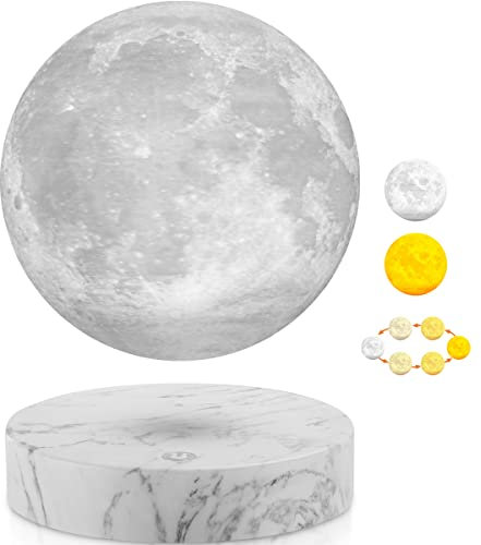 VGAzer Schwebende Mondlampe, schwebend und Spinning in der Luft frei mit 3D-Druck LED Moon Lamp für einzigartige Geschenke, Raumdekoration, Nachtlicht, Büro Schreibtisch Spielzeug