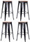 Duhome Barhocker Eisen Barstühle 4er Set, Sitzhöhe 76cm Tresenhocker, Stapelbar Metall Bistrohocker mit Fußstütze, Stizfläche aus Holz, Schwarz+Dunkles Holz