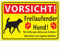 BETESSIN Vorsicht Freilaufende Hund Schild Warnschild Hund 30x20cm Hinweisschilder mit 5mm Bohrlöcher Schilder PVC Hart-Plastik Wetterfest & UV-beständig Schild Gelb