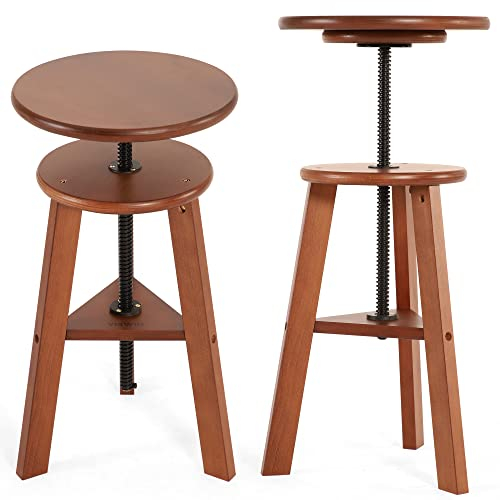 VISWIN 48-65cm Höhenverstellbarer Hocker aus Holz, Buchenholz, Künstlerhocker für Zeichentisch, Malhocker für Künstler, Erwachsene, Holzstuhl für Bar, Küche, Heimgebrauch, Büro, Studio