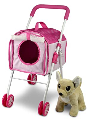 Anivia Poussette et Accessoires pour Animaux de Compagnie pour Enfants âgés de 3 à 7 Ans, Jouet pour Chien, Ensemble de 2 pièces pour Chien, Ensemble de Jeu pour Chiot avec 1 Chiot Inclus Rose