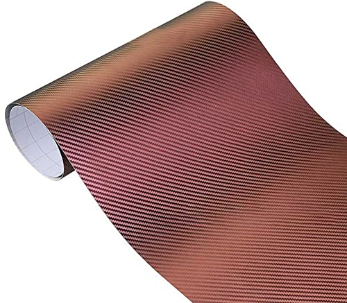 Kohlefaser Auto Folie,Auto Vinylfolie Selbstklebende Fahrzeug Lackschutzfolie Farbwechselfolie Auto Chamäleon Schutzfolie Wrapping DIY Klebefolie Autoaufkleber für Motorrad Fahrrad,50*152cm,Lila Rot