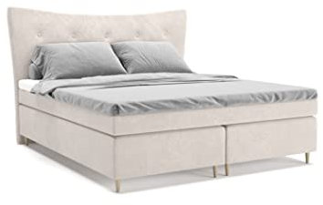 PANDA MÖBEL Colorado Boxspringbett 180 x 200 cm Doppelbett mit hochwertiger Pocket-Matratze und Topper, Polsterbett, Bett, Bettgestell, Stilvoll, Schlafzimmer, Modern (Grau, 180 x 200 cm)