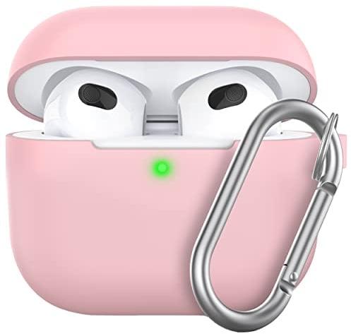 Keybudz Elevate Schutzhülle mit Karabiner für Apple AirPods 3, Etui Hülle, Kopfhörer Ohrhörer Zubehör Ladecase, rosa