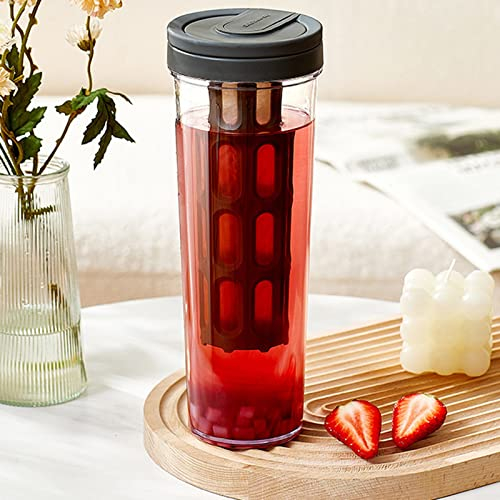 RANRAO Pot à jus pour réfrigérateur, carafe d'eau transparente réutilisable, carafe d'eau de 1000 ml avec couvercle, pichet à carafe, infuseur à fruits insérable pour thé glacé, jus, lait et infusion