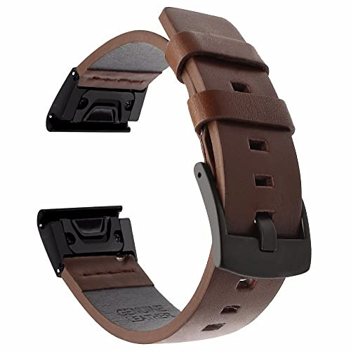 ISOUDE Sport-Lederarmband für Garmin Fenix 6X 6 6S Pro 5X 5 5S Plus 3HR 935 Enduro EasyFit Schnellverschluss Armband 20 22 26 mm, 20mm Fenix 6S 6SPro, Achat