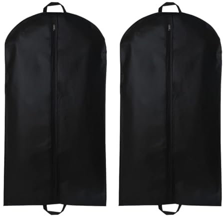 Yelinosk 2 PCS Black Suit Bag for Man 60x120cm, Dust Cover, Carrier, Storage Bag for Coats, Tuxedo - Reusable Full Zipper Garment Bag for Travel or Home
