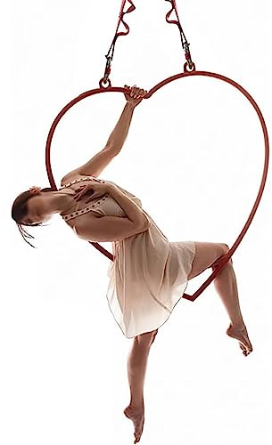 Aerial Hoop Lyra 43 Zoll Professionell Aerial Rings Ausrüstung, Herzförmig Spinning Yoga-Reifen, Belastung 300kg/660Lbs Lyra Reifensatz für Tanzstudio Akrobatik Leistung