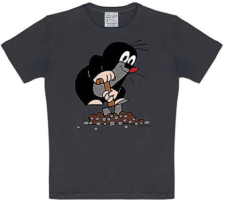 Logoshirt® TV I Der kleine Maulwurf I Hügel I T-Shirt Print I Kinder I Mädchen & Jungen I kurzärmlig I blau-grau I Lizenziertes Originaldesign I Größe 158/164
