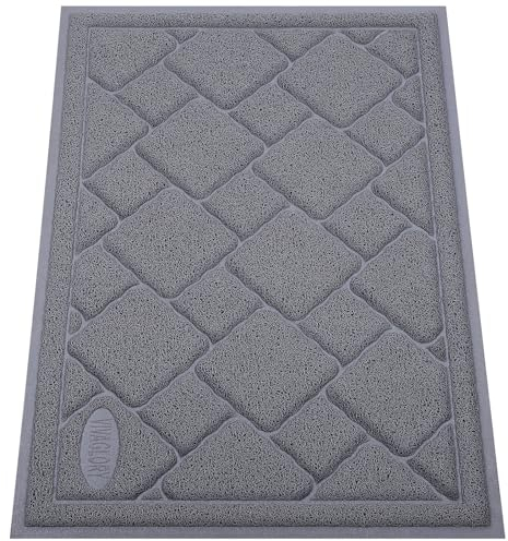 VIVAGLORY Katzenstreu Matte Trackmat Katzenklo Matte, Katzenmatte Katzenklo Katzenklomatte, Unterleger & Wasserdichte Streuauffangmatte Auffangmatte, 60cm×43cm, Grau