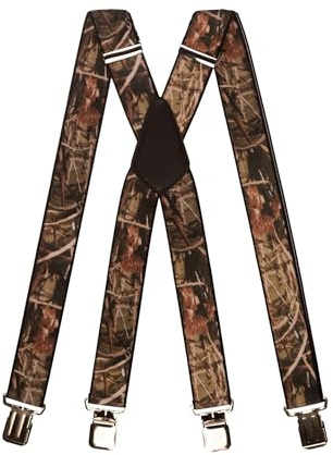 Olata längenverstellbare Jagd Hosenträger X-Form mit geprägten Clips - Tarnung A