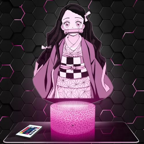 Nachttischlampe - Touch-Nachtlicht Nezuko Kamado Manga 3D-LED-Lampe Illusion, Geschenkidee Weihnachten Geburtstag Junge und Mädchen Nachttischlampe Kinder- oder Erwachsenenzimmer TOP