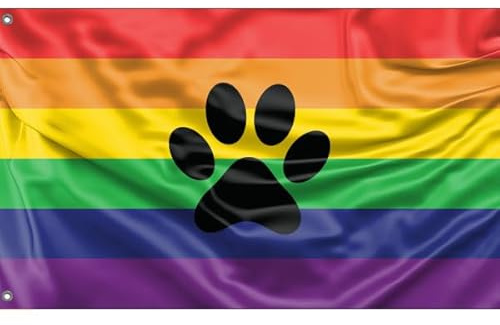 Furry Rainbow Pride Flagge, einzigartiger Designdruck, hergestellt in der EU (90 x 150 cm)