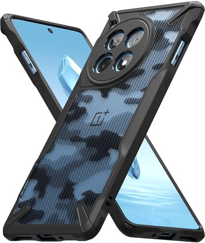 Ringke Fusion-X Compatible con Funda OnePlus 12R, Resistente a Caídas Carcasa Protetora Militar con Parachoques Resistente Impactos - Camo Black