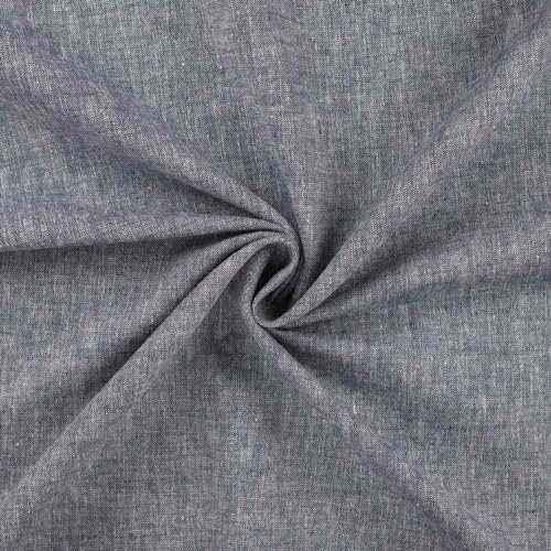 Leinen Baumwolle Mischgewebe, unifarben Blau Melange, Meterware, 50 cm