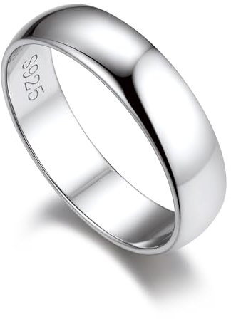 Bandmax Bague Argent Homme Personnalisée Taille 62 Alliance 5mm de Large Bague de Fiançailles