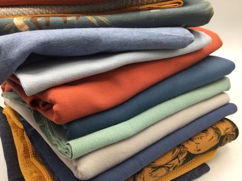 Die Stofftante Stoffpaket Restepaket 1kg Stoff Baumwolljersey | Bündchen | Sweat | Musselin | Baumwoll-Webware | zum Nähen von Kinderbekleidung etc. | für Mädchen oder Jungen (Jungen)