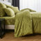Luofanfei Satin Bettwäsche 135x200 cm Grün Olivgrün Blätter Pflanzen Muster Seide Glatt Glänzend Kühlende Sommer Grüne Wendebettwäsche Microfaser Bettbezug Set Einzelbett mit Reissverschluss