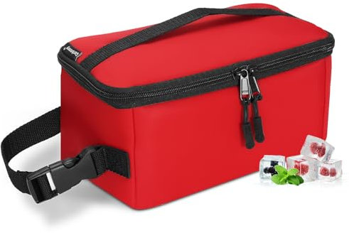 Cerbonny Small Cooler Bag Freezable Lunch Bag, Small Lunch Bag Insulated with Ice Pack, Mini Cooler Bag for Work School Trip,Fit for 3+,(red)