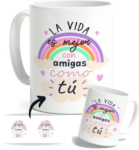 DEREGALOOS Taza con Frase Divertida para amigas. Tazas de café Originales para Regalar. Tazas para mejores amigas. Regalos originales para amigos.