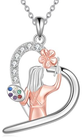 YFN Chaîne de peinture en argent sterling avec pendentif peinture pour femme Cadeau d'art pour artiste professeur d'art
