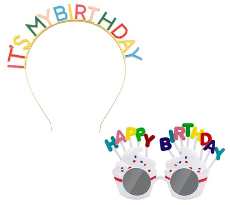 1 Stück Buntes Geburtstags-Stirnband, 1 Stück Geburtstagsbrille, „It'S My Birthday“-Geburtstagsparty-Stirnband, Tropfendes Regenbogen-Geburtstags-Stirnband, Geburtstagskronen-Tiara