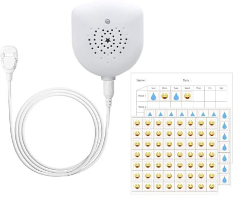 Bettweineralarm für Jungen und Mädchen, USB-wiederaufladbar, Pee-Alarm mit Musik optional und Lautstärkekontrolle, Töpfchenalarm mit Geräuschen und Vibrationen, Bettwäschesensor für Kinder